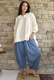 Annie Cushion Cotton Peter Pan Smock Blouse Panna Cotta